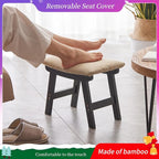 Foot Stool, Bamboo Small Sofa Foot Rest Under Desk, Extra Seating - Image 3