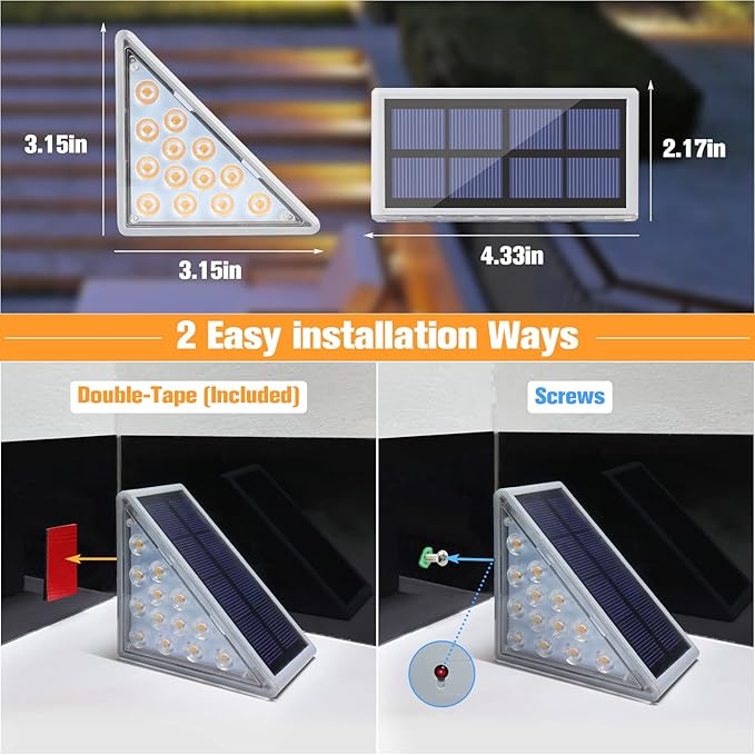 VOLISUN Solar Stair Lights 6 Pack, 7 Fixed Colors, Solar Step Lights Outdoor - Image 7