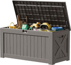 JUMMICO 120 Gallon Resin Deck Box, Large Outdoor Storage Box Waterproof & by JUMMICO