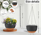2 Pack 12 Inch Self Watering Hanging Planters - Image 3