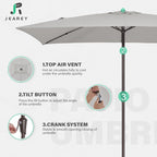 JEAREY 6.5x10 ft Rectangular Patio Umbrellas Rectangle Outdoor Umbrella - Image 7