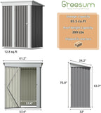 Greesum 5×3 FT Outdoor Storage Shed, Metal Storaged Sheds Without Floor - Image 2