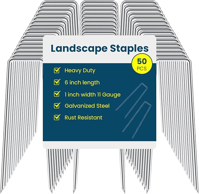 6 Inches Galvanized Garden Staples, Metal Tent Stakes, Heavy Duty U-Shaped Pins by Sweecomb