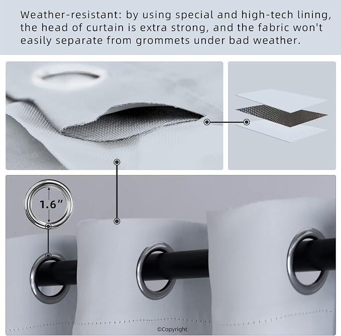 Outdoor Indoor Curtains W52 x L108 - Image 3