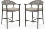 Bar Stools Set of 2, 24.8'' Aluminum Outdoor Bar Stool by COZYMAN