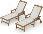 LUE BONA Chaise Lounge Chair Outdoor Set of 4, HDPS and HDPE Wicker Chaise by LUEBONA