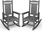 KINGYES HDPE Patio Rocking Chair Set of 2, Outdoor Rocking Chairs Porch Rocker by KINGYES