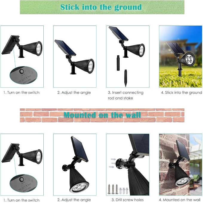 URPOWER Solar Lights Outdoor, Adjustable Spot Lights Outdoor, 2-in-1 Waterproof - Image 5