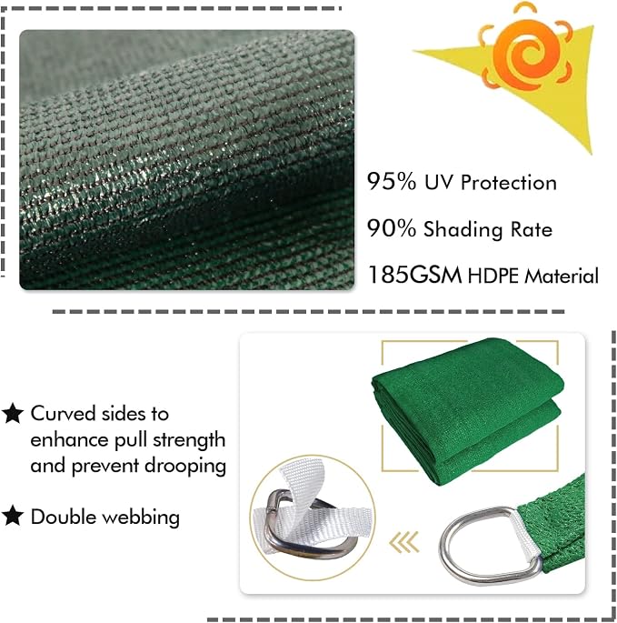 KANAGAWA 22'X24' Dark Green Custom Size Sun Shade Sail Rectangle UV Block - Image 3