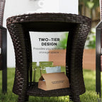 Outsunny 18" Outdoor Wicker Coffee Table, 2-Tier Patio Side Table - Image 6