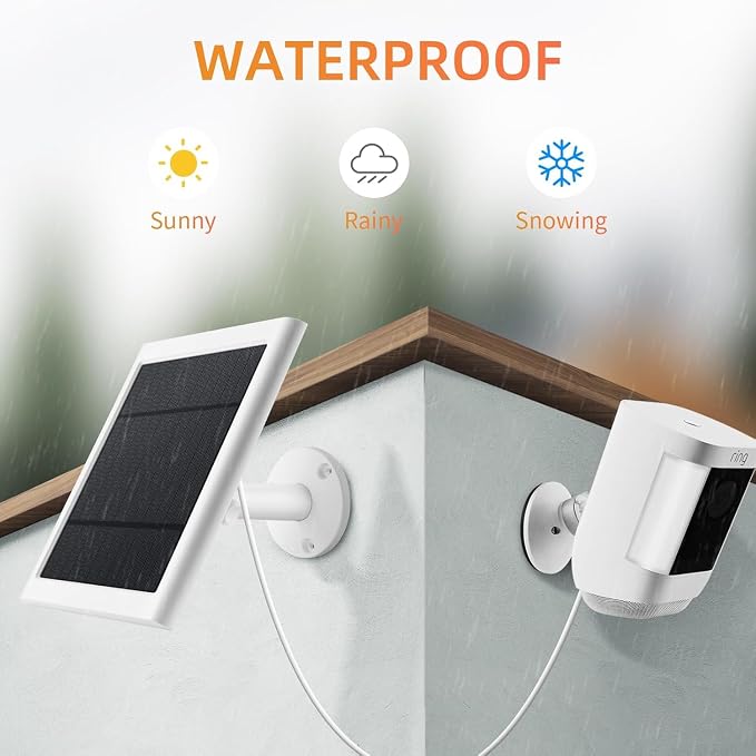 IP65 Solar Panel for Rings Camera White 3pack 4W Solar Charger Compatible - Image 6