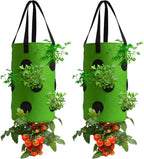 2 Pack Green Upside Down Tomato & Herb Planter, Outdoor Hanging Durable by Homyhoo