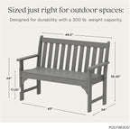 POLYWOOD GNB48GY Vineyard 48" Bench, Slate Grey - Image 3
