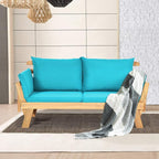 Tangkula Convertible Acacia Wood Patio Couch Sofa Bed - Image 5