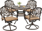 Grepatio 5 Piece Outdoor Dining Set Cast Aluminum Patio Dining Set Table and by Takesyoutohaveawonderfullife