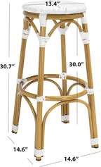 Safavieh Outdoor Collection Kipnuk White Stacking 30-inch Bar Stool - Image 3