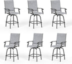 PHI VILLA Outdoor Swivel Patio Bar Stools Set of 6, 30 Inch Bar Height Tall by PHIVILLAThepioneerofcomfortablehouseholdsupplies