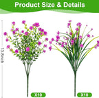 20 Bundles Artificial Flowers for Outdoors Fake Plastic Flowers UV Resistant - Image 2