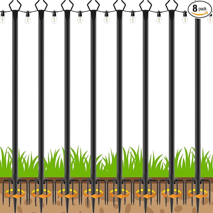 AILBTON 8 Pack 10Ft String Light Poles, Light Poles by AILBTON
