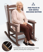 KINGYES HDPE Outdoor Rocking Chair Set of 4, All-Weather Poly Patio Rocking - Image 6