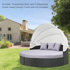 MICTONY Outdoor Daybed Cushion Cover, Sun Bed Cushion Cover, Outdoor Round Bed - Image 4