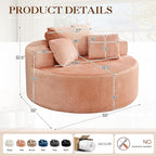 Antetek Oversized Round Chaise Longue Chair Indoor, Modern 55-inch Upholstered - Image 2