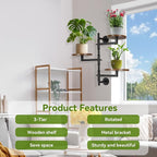 Wooden Rotatable Window Sill Plant Stand, 3 Tier Wall Plant Holder, 180 Degree - Image 6
