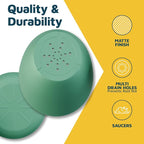Multicolor Plant Pots with Drainage Holes & Saucers 5 Pack, Indoor & Outdoor - Image 7