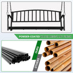 2-Person Metal Porch Swing, Heavy Duty 550LB Capacity, Garden and Balcony - Image 3