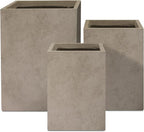 Kante 18.5", 12.6" H Tall Rectangular Concrete Planters Set of 3, Outdoor by Kante