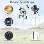 VCUTEKA Solar Lights Outdoor Metal Garden Stake Waterproof Crackle Glass Globe - Image 6