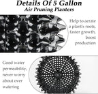 Air Pruning Planters 5 Gallon 6-Pack, Sturdy Plastic Roots Control Planter - Image 3