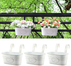 3 Pack Metal Railing Planters, 10.5" Oval Hanging Flower Pots by MeltsetM