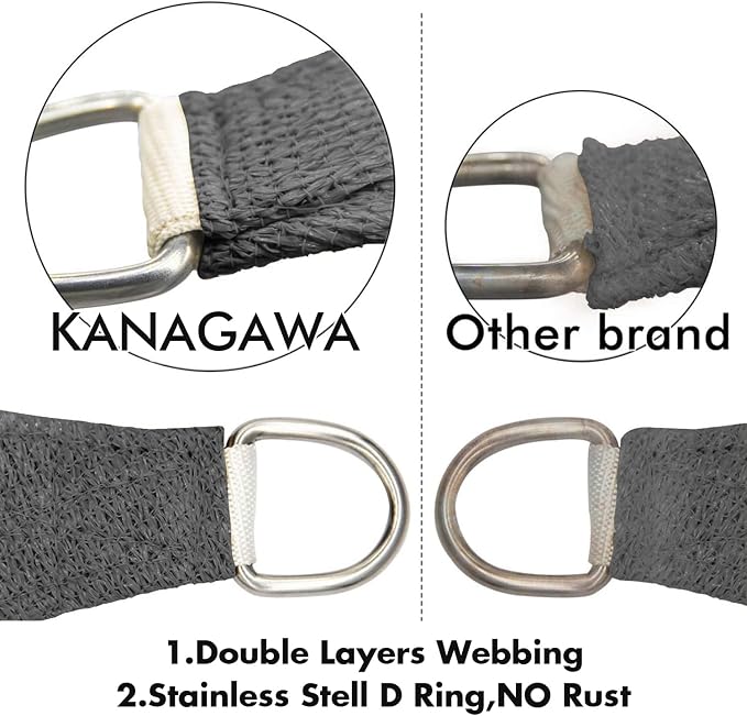 KANAGAWA 22'X24' Dark Gray Custom Size Sun Shade Sail Rectangle UV Block Canopy - Image 5
