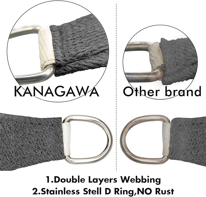 KANAGAWA 10'X16' Dark Gray Custom Size Sun Shade Sail Rectangle UV Block Canopy - Image 5