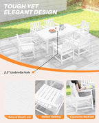 7 Pieces HDPE Outdoor Dining Set, Patio Dining Set - Image 8