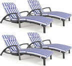 Chaise Lounge Chairs Outdoor Set of 4, Comfy Outside Wicker Patio Pool Lounge by ZZWHOM