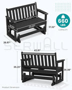 SERWALL Outdoor Glider Bench Set of 2, HDPE Weather-Resistant Swinging Bench - Image 2