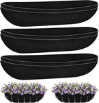 Riare 6 Pack 36 Inch Black Felt Window Box Liners- Fabric Trough Planter Basket by Riare
