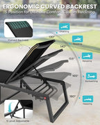 Aluminum Chaise Lounge Outdoor Set of 2, Foldable & Assembly Free Patio Pool - Image 4