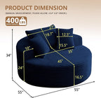 Oversized Round Chair Lounge Chaise Indoor, Upholstered Corduroy Deep Seat - Image 2