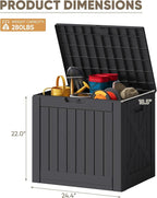 JUMMICO 42 Gallon Deck Box Waterproof, Resin Outdoor Storage Box - Image 3