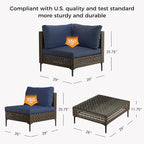Grand patio 4-Piece Wicker Patio Furniture Set, Retro Outdoor Sectional Sofa - Image 7