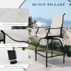 LEVELEVE Patio Bar Set 4pcs Swivel Bar Stools Outdoor Bistro Textilene - Image 7