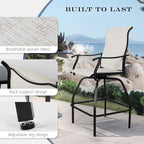 LEVELEVE Patio Bar Set 2pcs Swivel Bar Stools Outdoor Bistro Textilene - Image 7