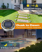 btfarm 10 Pack Solar Ground Lights Outdoor, 8 LED Solar Disc Lights IP65 - Image 2
