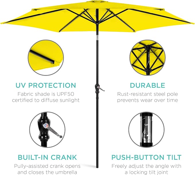 Best Choice Products 10ft Outdoor Table Compatible Steel Polyester Market Patio - Image 5