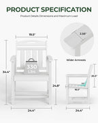 Patio Chairs Set of 2, HDPE Outdoor Dining Chairs - Image 3