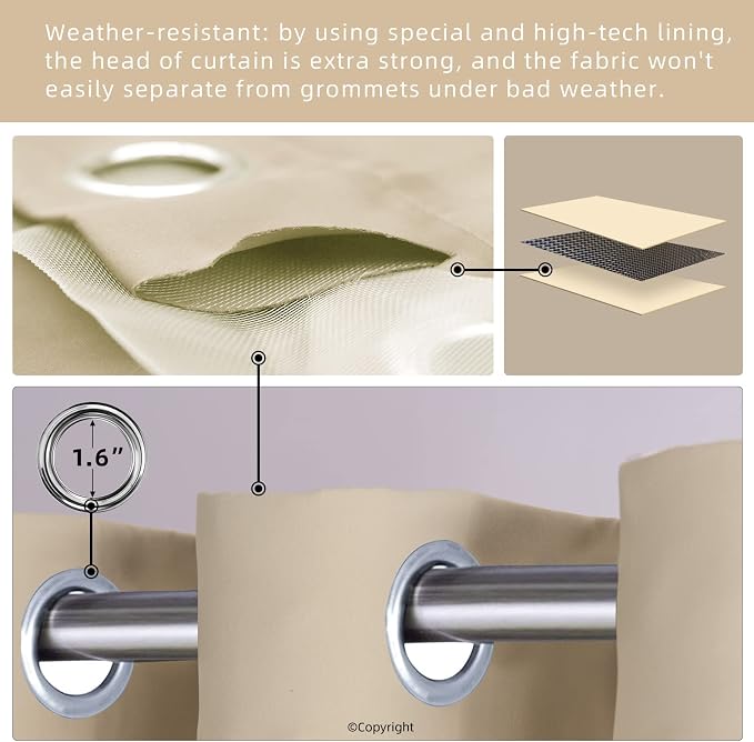 Outdoor Indoor Curtains W52 x L108 - Image 3