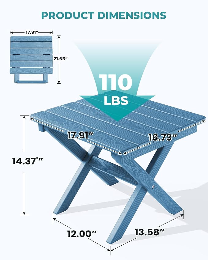 SERWALL Folding Outdoor Side Table Set of 6, Adirondack End Table - Image 3